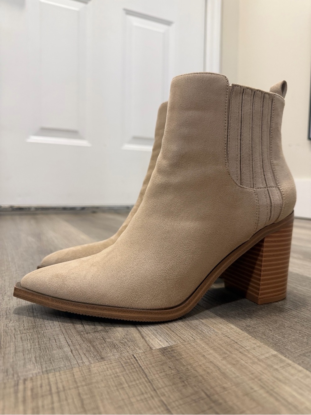 Classic Tan Faux Suede Ankle Booties - Women's